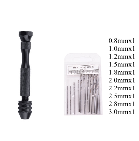 Mini Micro Aluminum Hand Drill With Keyless Chuck HSS Steel Twist Drill Bit Woodworking Drilling Rotary Tools Hand Drill Manual: C