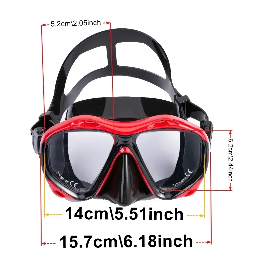 +2,0 a +5,0 Mascarilla de buceo para hipermetropía con lentes de vidrio templado, equipo para hombres y mujeres, spray antivaho