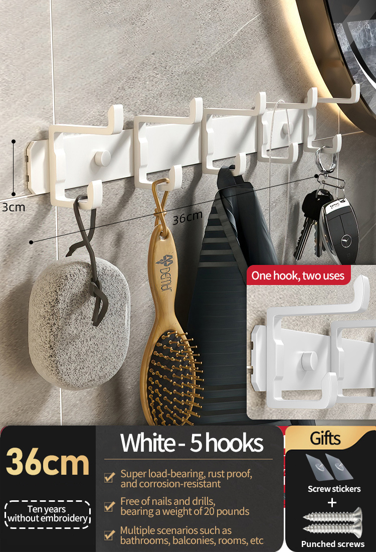 Geen noodzaak om de haak achter de deur te boren, opberghangers, jas- en hoedenhaken, hangers, slaapkameropbergrekken, keukenhaken: Paars