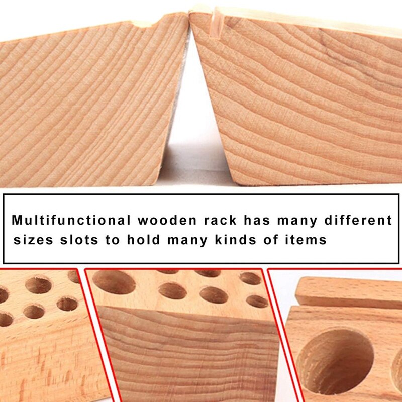 Houten Lederen Gereedschaphouder, 68 Gaten Leer Tool Rack, lederen Gereedschap Opbergdoos Voor Lederen Werken Maken Punch Gereedschap