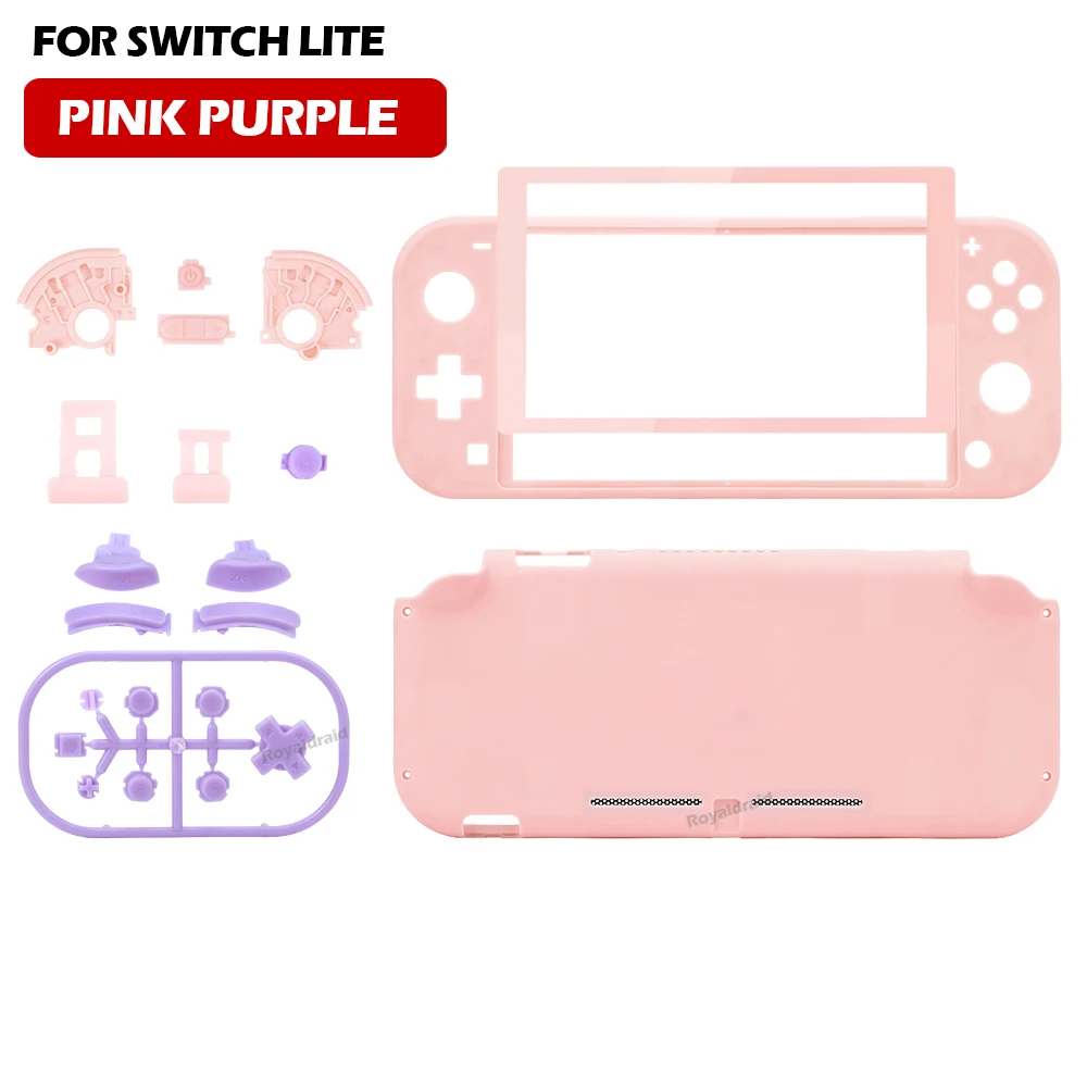 Para Switch Lite para consola de juegos NS LITE, carcasa de repuesto, botones y acceso de modificación de pantalla de película de vidrio templado: Negro