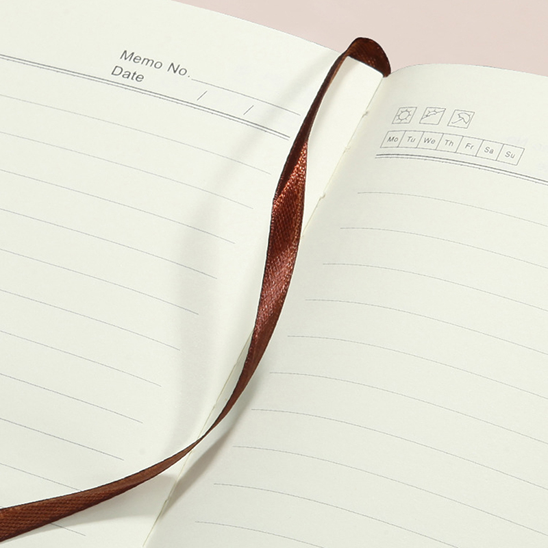 Business PU Leather Notebook Hardcover Diary Essential Sense Cover Notepad Ribbon Bookmark Multicolor Optional