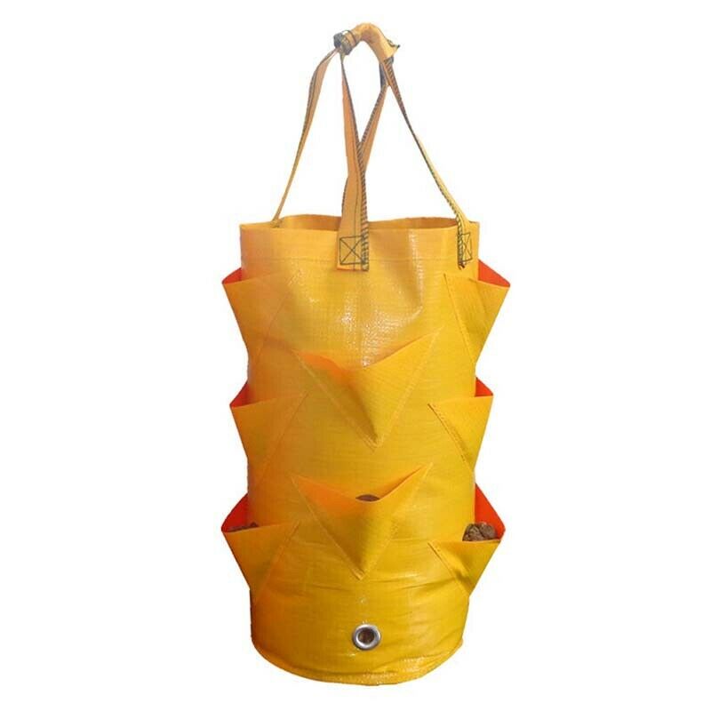 3 Gallon Groeiende Tas 8 Mond Aardbei Planten Bag Tuin Opknoping Planter Grow Bag Pouch Tomaat Bloem Kruid Tassen Tuinieren: Yellow