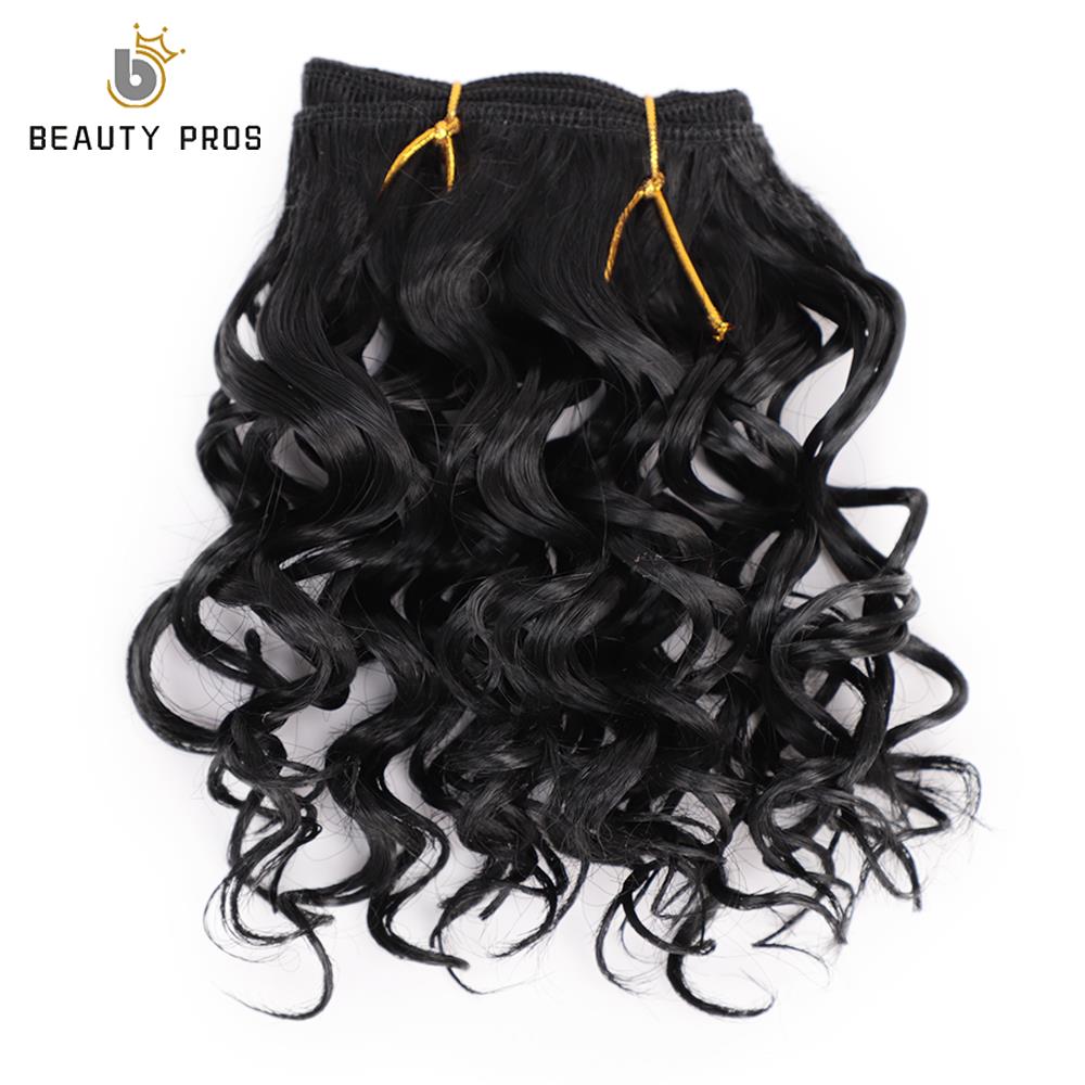 Short Afro Kinky Curly Hair Weave High Temperature Synthetic Color mixing Jerry Curl Hair Extensions100g/ Pack Hair Weavings: 1B