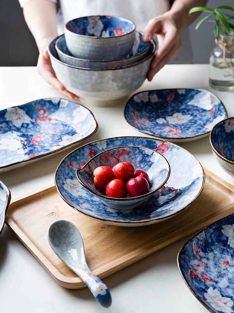 Japanse postorale keramische westerse borden visbord schotel rijst soep kom lepel set sushi servies