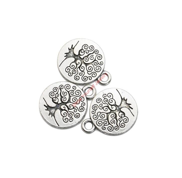 Antiek Zilver Brons Plated Tree of Life Charms Hangers voor Ketting Armbanden Sieraden Maken DIY Craft Handgemaakte 19x15mm: Antique Silver Plated