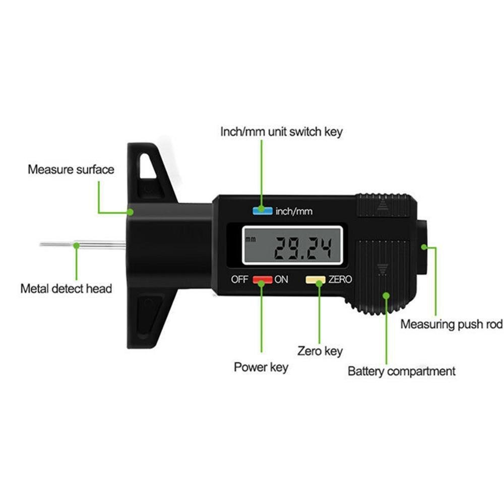 Digital Tiefe Messgerät Sattel Profiltiefenmesser Lcd Reifen Manometer Vermesser Lauffläche Reifen Für Auto Werkzeug Sattel Z9I2