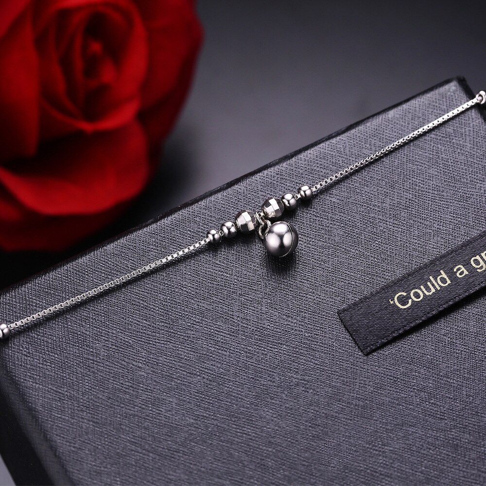 Cavigliera con campana a sfera autentico bracciale alla caviglia con ciondoli in argento Sterling 925 cavigliere per gioielli da donna con catena indiana