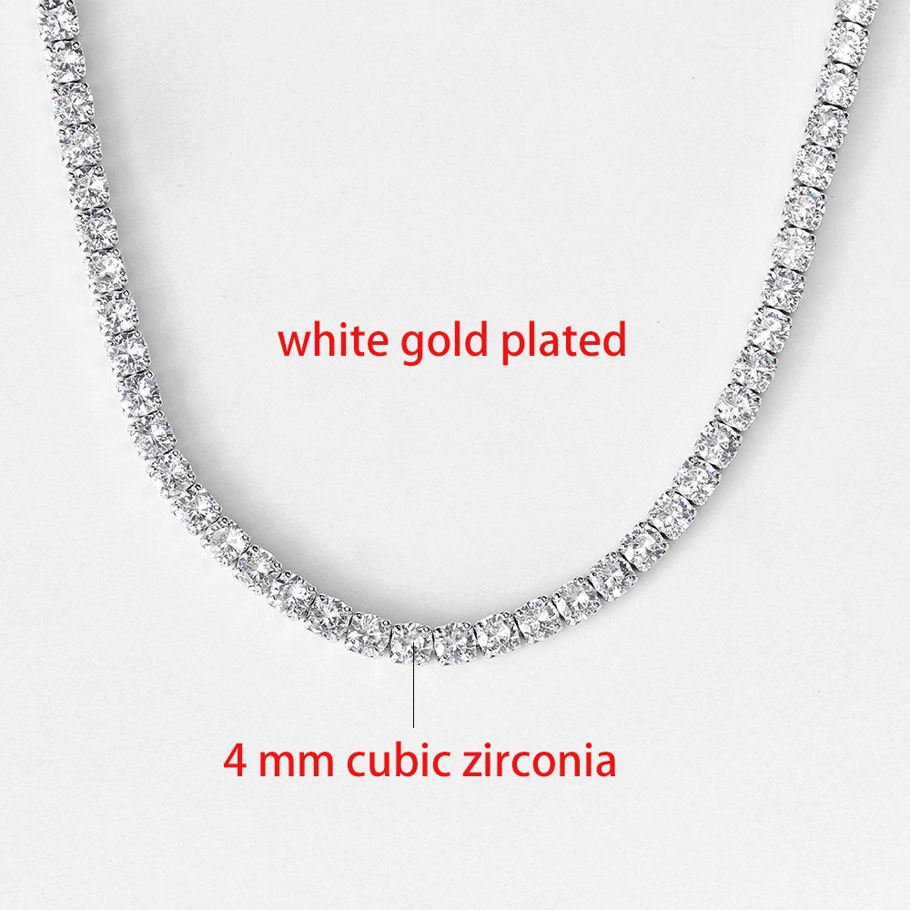 Collar de cadena de tenis de lujo para mujer, Gargantilla Sexy, circonita cúbica, diamante, cuello de hip hop, accesorios de joyería OHN016: 40 cm / Rojo-marrón
