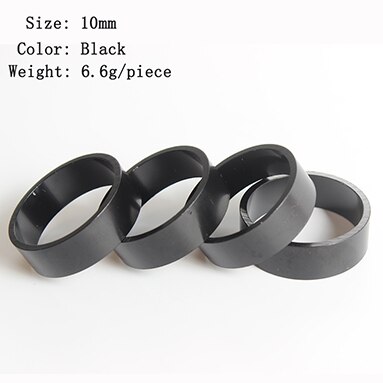 SMLLOW 5/10mm Bike Vork Fine-tuning Wasmachines Aluminium 6 pcs Fiets Ringen Stem Spacers Fiets headset Verhogen Stuur Onderdelen: 10mm Balck