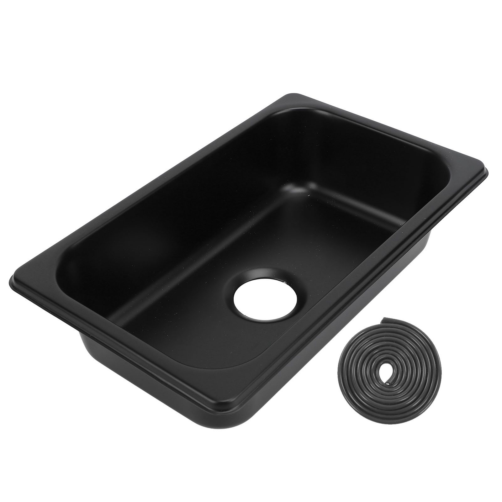 Küchenspüle, Waschbecken, Spüle, Küche, rechteckiges Handwaschbecken, Spüle mit 40 mm Abwasserauslass für Boot, Wohnwagen, Yachten, Boote: Black