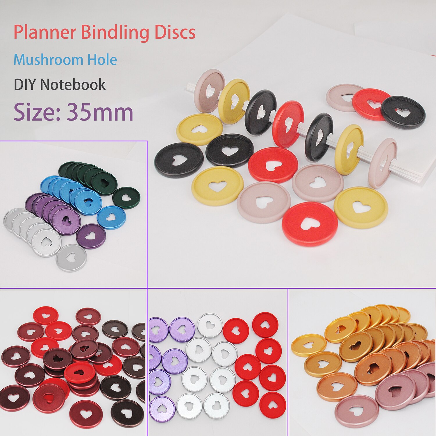 12 sztuk 35mm matowe grzyby Hole dyski wiążące pierścienie plastikowe Notebook Binder dyski grzyb pierścień wiążące Planner Binder dostaw