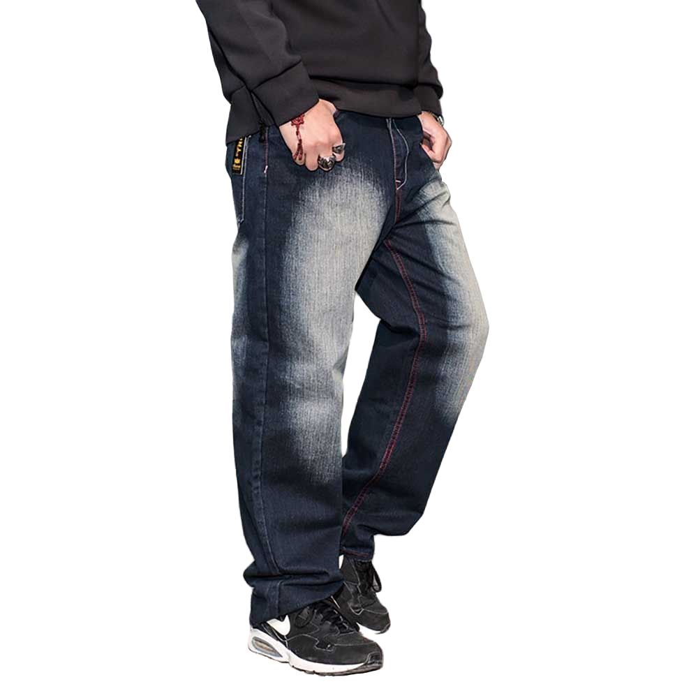 Trendy Plus Size Hiphop Jeans Men Casual Denim Pants Loose Baggy Straight Trousers Streetwear Jeans Men Clothing