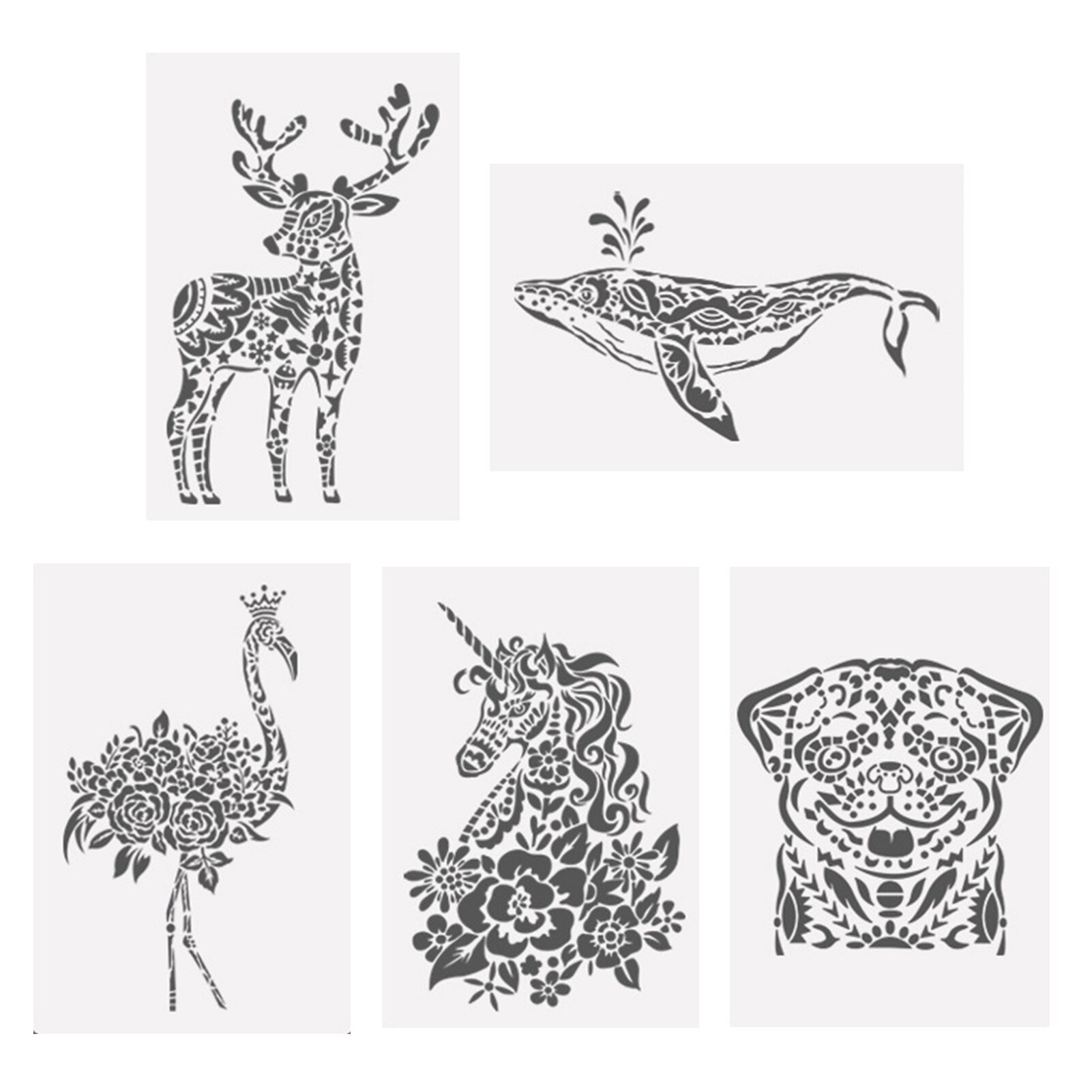 Règle de dessin d&#39;animaux, modèle ajouré, papeterie, Figure de dessin pour enfants, règle de peinture, papier à gratter: A
