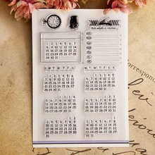 1Pcs Silicone Clear Stamps Set Transparent Weekly Monthly Calendar Time Clock DIY Scrapbooking Stamps Decorative Card Making