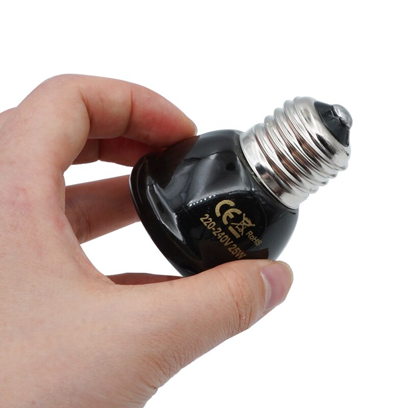 Mini lâmpada de aquecimento pet réptil infravermelho cerâmica lâmpada 220v preto 25w 50 75 100 emissor calor réptil lâmpada réptil suprimentos