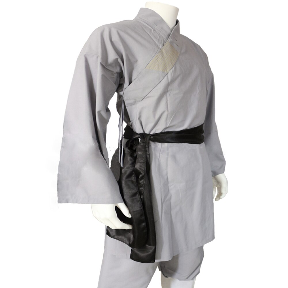 Uniforme de Shaolin de algodón para niños y adultos, ropa de Wushu, kung fu, traje budista, traje de entrenamiento de artes marciales de Tai chi y Kung fu: Grey / 110cm