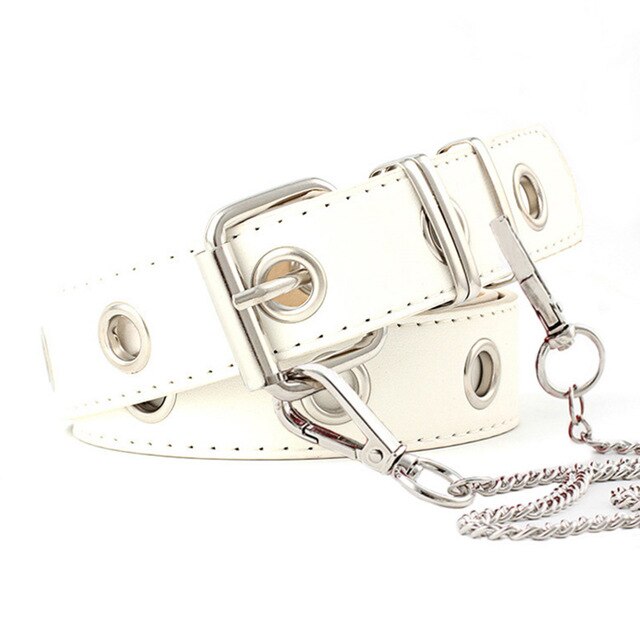 Vrouwen Punk Ketting Mode Riem Verstelbare Dubbele/Enkele Rij Gat Pin Gesp Taille Riem Jeans Casual Vrouwelijke Decoratieve Tailleband: 5