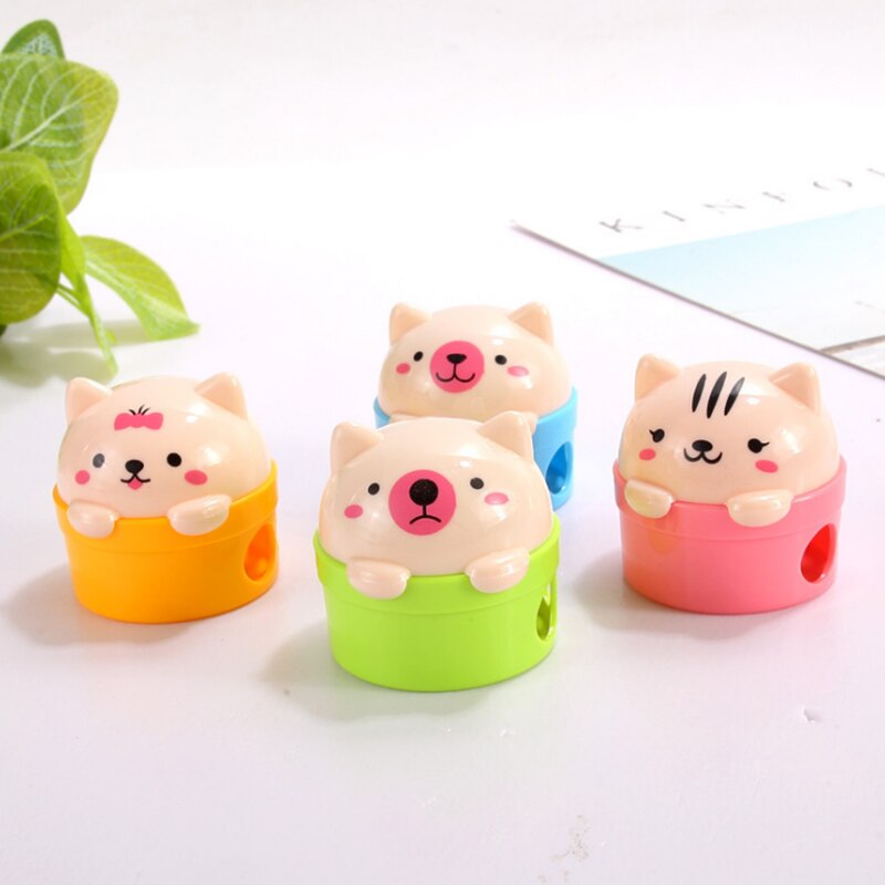 1pcs/lot Cat bear cartoon animal Double orifice Sharpener For Pencil School Office Supplies Stationery