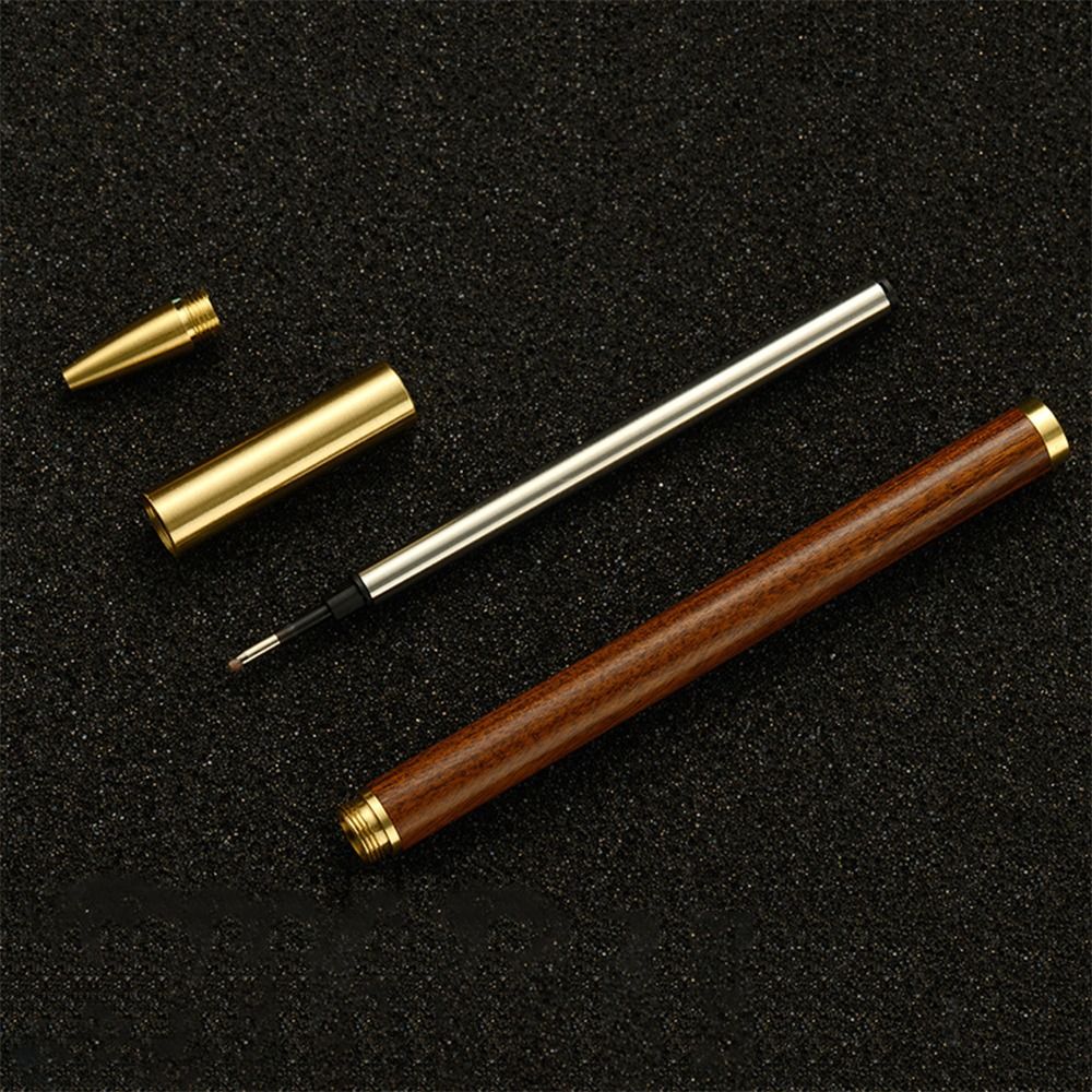 Vintage Houten Balpen 0.5Mm Zwarte Inkt Retro Metalen Pet Gel Pen Briefpapier Gereedschap School Kantoorbenodigdheden