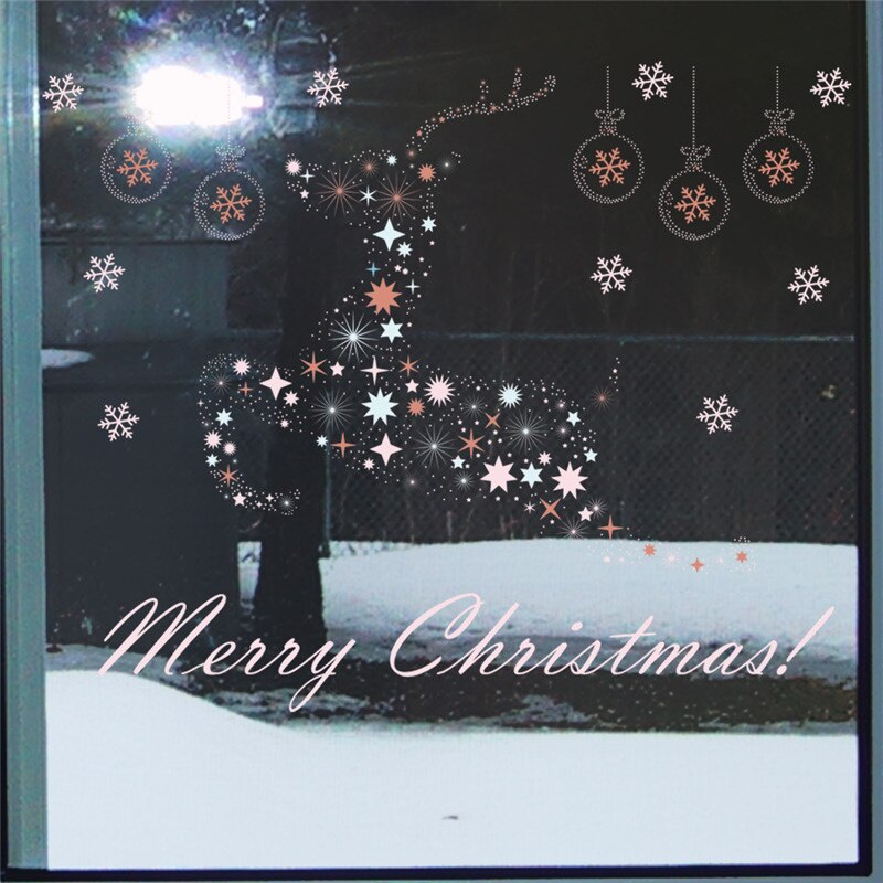Kerst Elements Muurstickers etalage Office Home Decoratie Diy Kerstman Rendier Sneeuwpop Xmas Tree Snowfake Decal