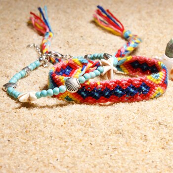 Lune fille 2 pièces coquille perles étoile de mer bracelets de cheville pour les femmes Double couche cheville jambe Bracelet à la main bohème fille bijoux directe: 1