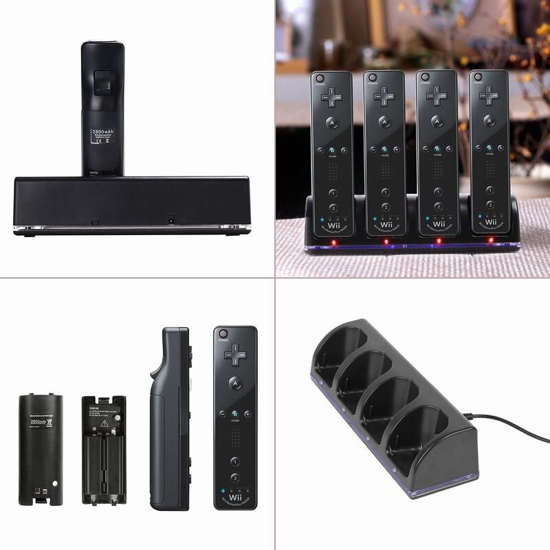 2800mAh del Caricatore di Ricarica della Stazione Del Bacino + 4 Batteria Per Wii /Wii U Remote Controller Compatibile Con I Telecomandi per Wii Nintendo