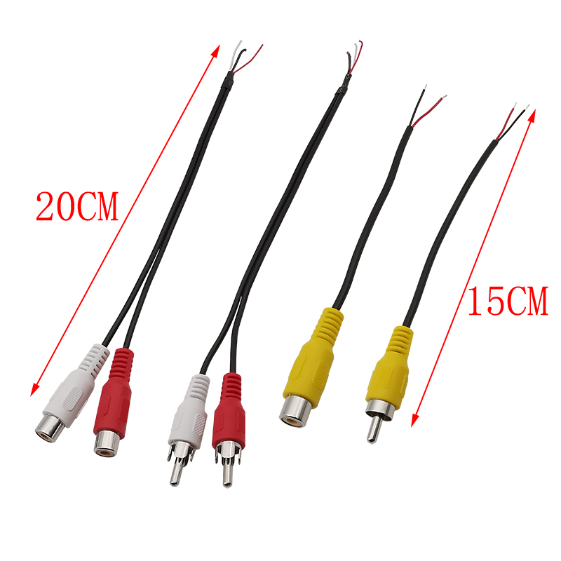 Rca Mannelijke Stekker/Rca Vrouwelijke Socket Naar Blote Draad Open Einde Audio Videocamera Kabel Verlenging Solderen Diy Snoer Connector