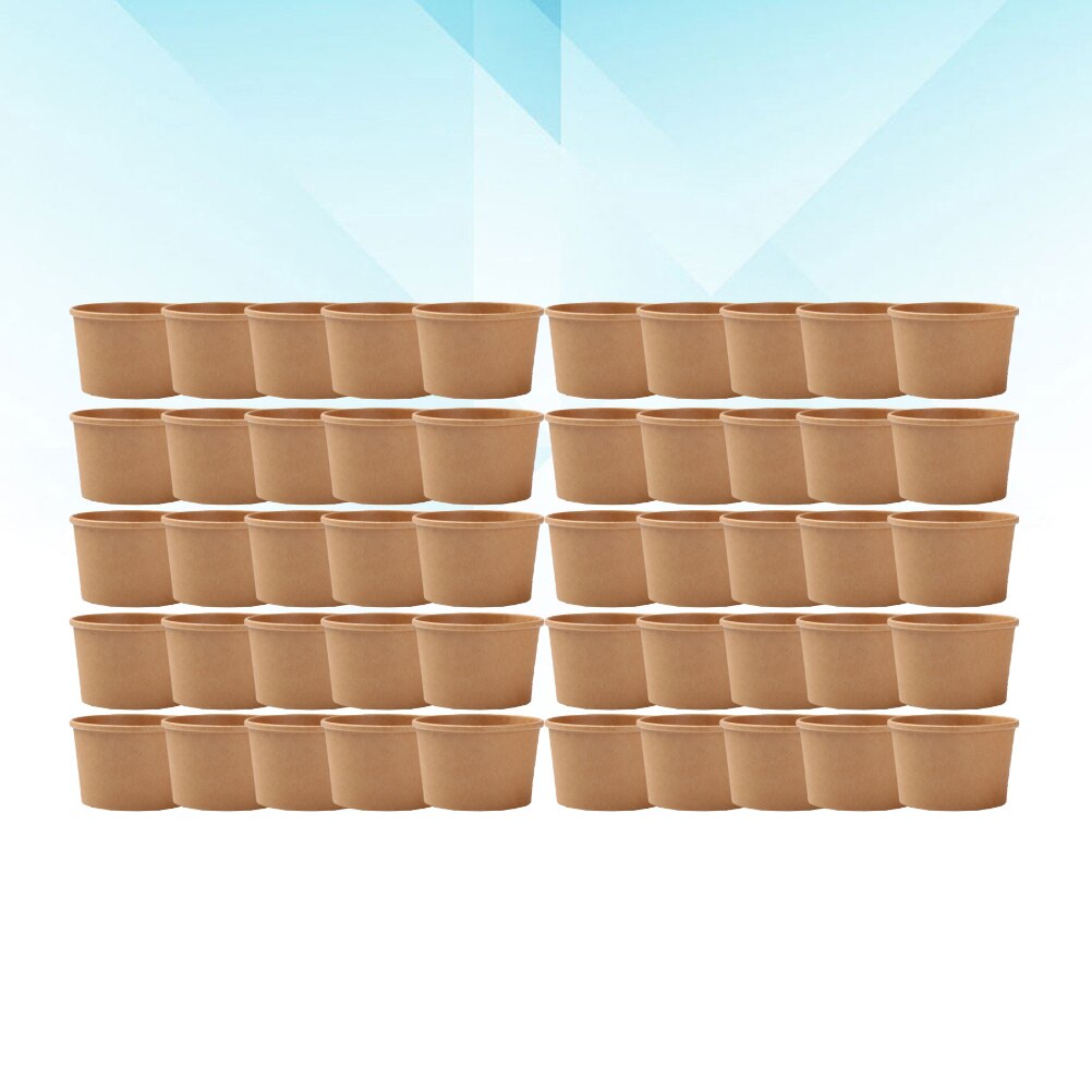 50Pcs 8 Ounce Kraftpapier Soep Cup Wegwerp Maaltijd Prep Containers Voedsel Verpakking Afhalen Kom Zonder Deksels