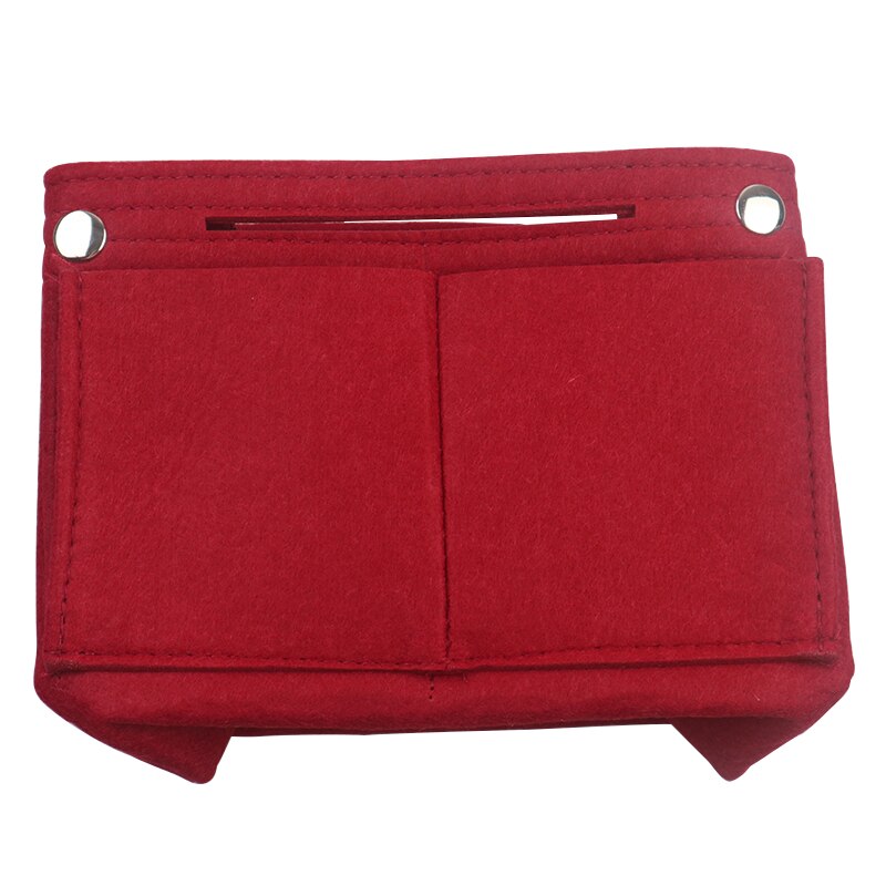 1PC Felt Fabric Cosmetic Bag Travel Multifunction Handbag Cosmetic Organizer Purse Insert Bag Felt Fabric Storage Pouch Case: WineRed