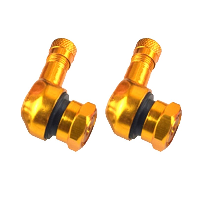 Vástago de válvula de aleación de aluminio con ángulo de 90 grados, vástago de válvula para neumático sin cámara de motocicleta CNC, 2 uds., para piezas de rueda de llanta de 11,3mm: Dorado