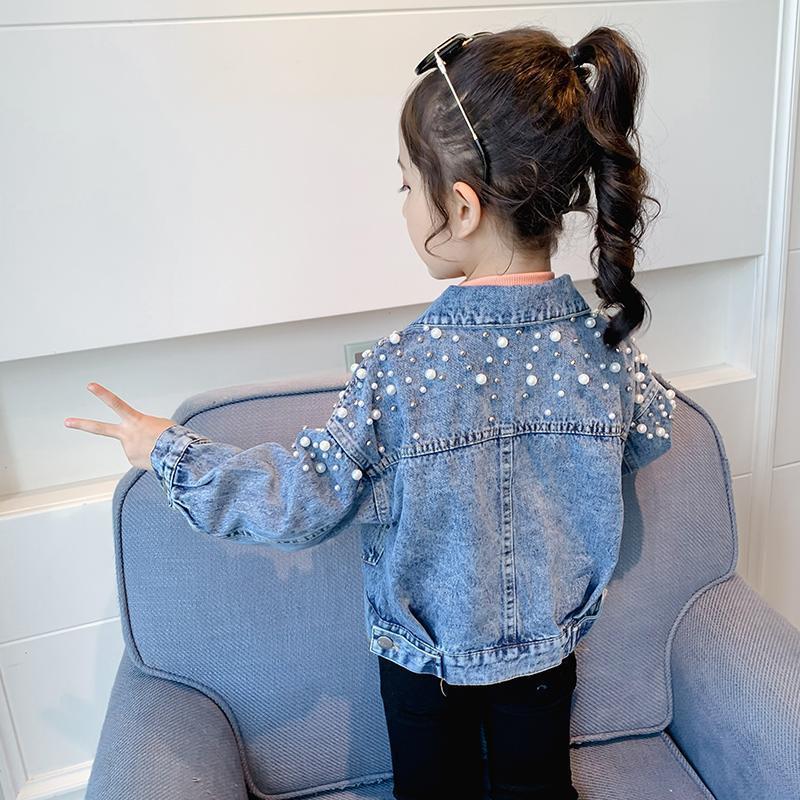 Chaqueta vaquera con perlas para niñas y Abrigos de , ropa de otoño, prendas de vestir exteriores, Chaquetas vaqueras