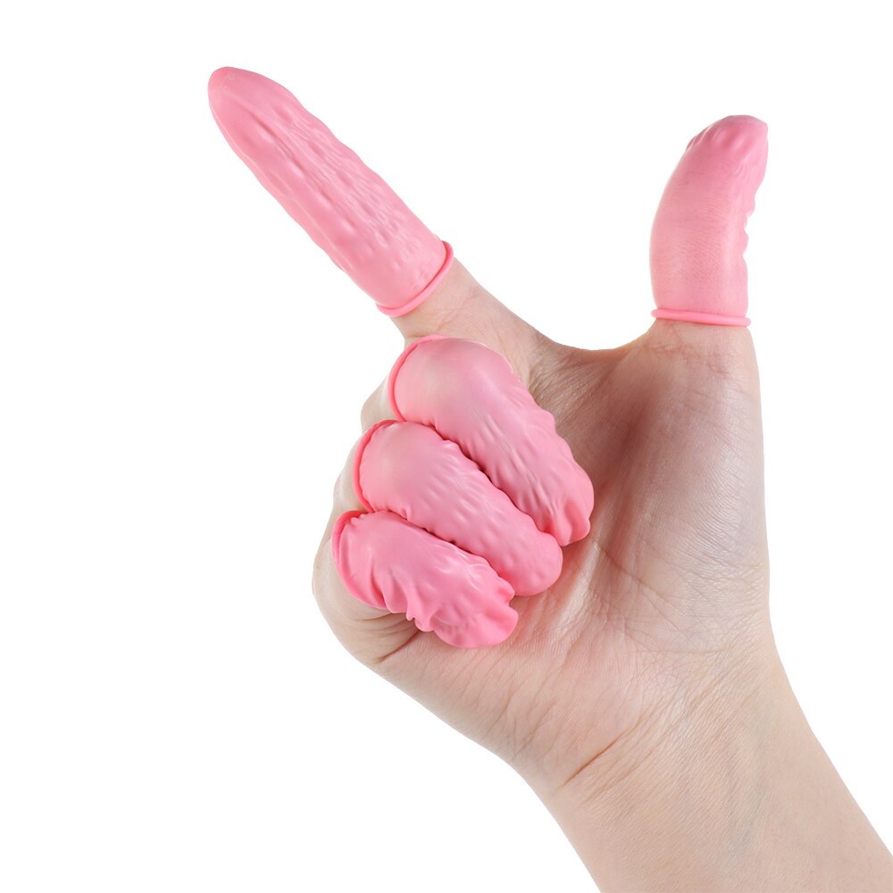 100 Pcs Disposable Finger Cover Natural Rubber Gloves Non-slip Anti-static Latex Finger Cots Fingertips Protector Gloves
