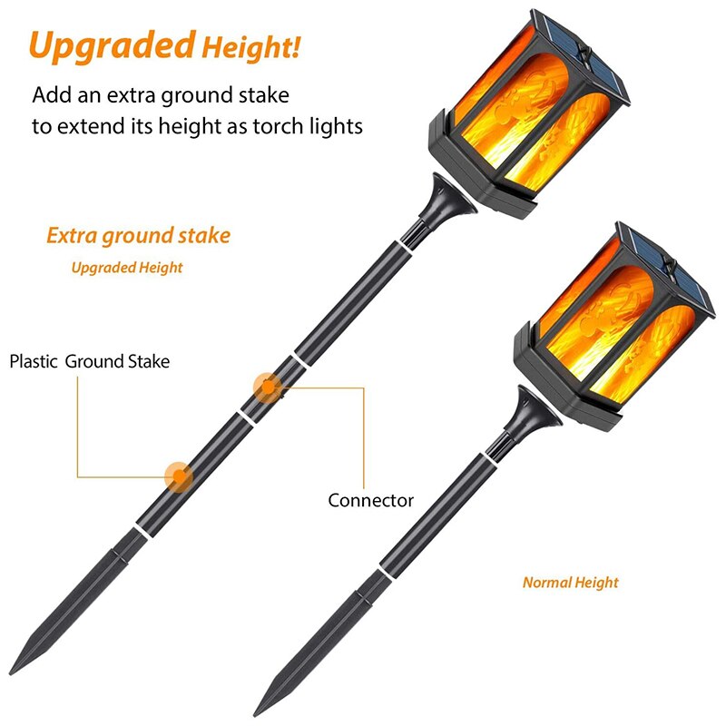 Solar Lantern Lights Dancing Flame Waterproof Outdoor Hanging Lantern Flickering Flame Torch Light 3 Lighting Modes Night Lights