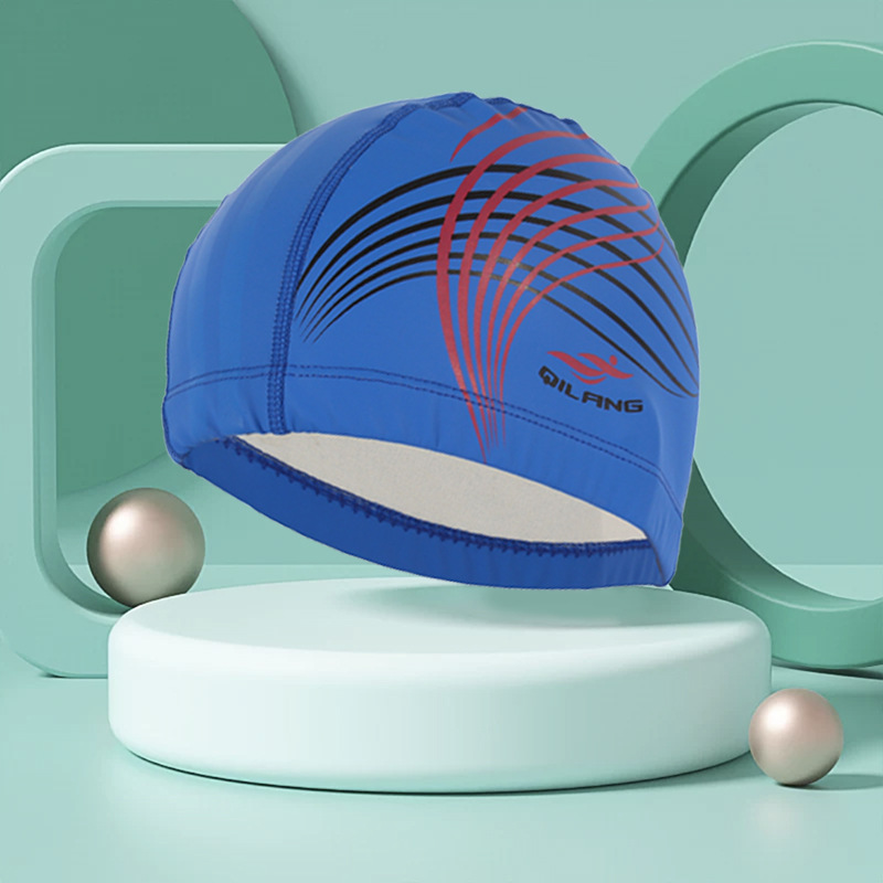 Touca de natação adulta moda impressa proteção de ouvido sem cabeça de corte cabelo longo boné de plutônio para homens e mulheres treinamento touca de natação: YELLOW