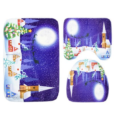 3 pcs/set Cartoon Christmas Toilet Rug Mat U-shaped Toilet Seat Mat Santa Claus Rug Carpet For Bathroom And Toilet tapis pour wc: lansechengbao