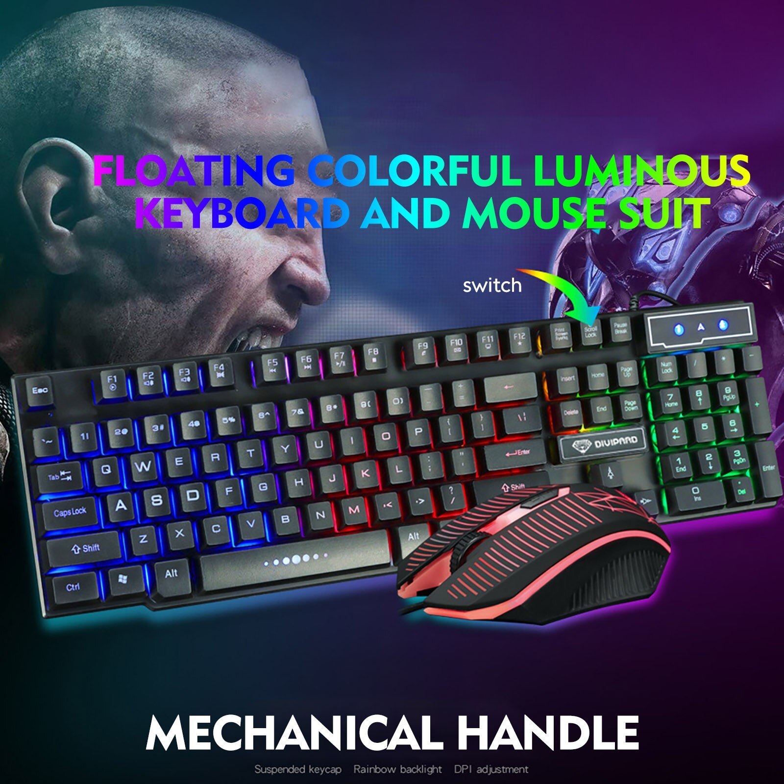 Keyboard And Mouse Combo Gaming Mechanical Color Breathing Backlight 104 keys Mouse Gamer Kit For Computer Game PC Laptop