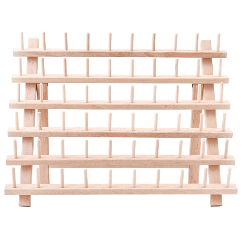 Foldable Wood Thread Stand Rack Organizer Wall Mount 60 Spool Cone Embroidery