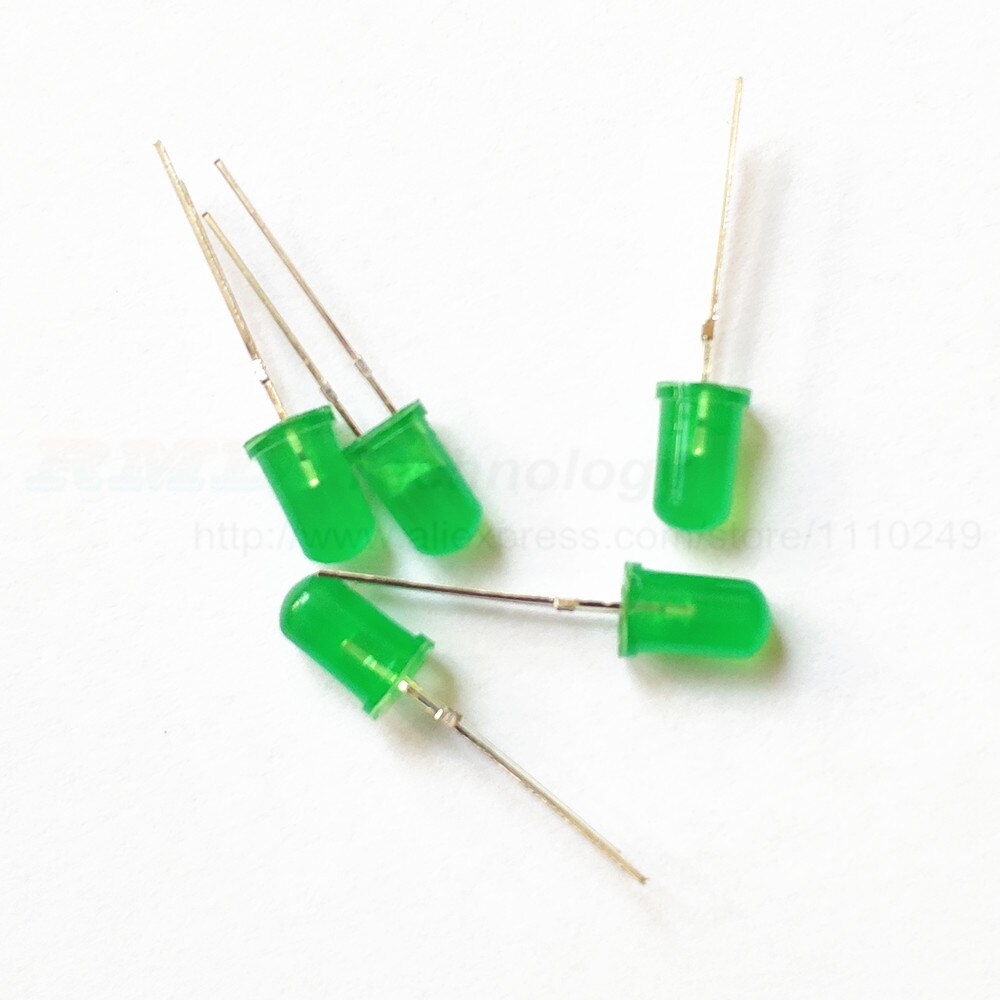 100pcs F5 5mm LED Diode Licht rood blauw groen geel wit lichtgevende diode: green