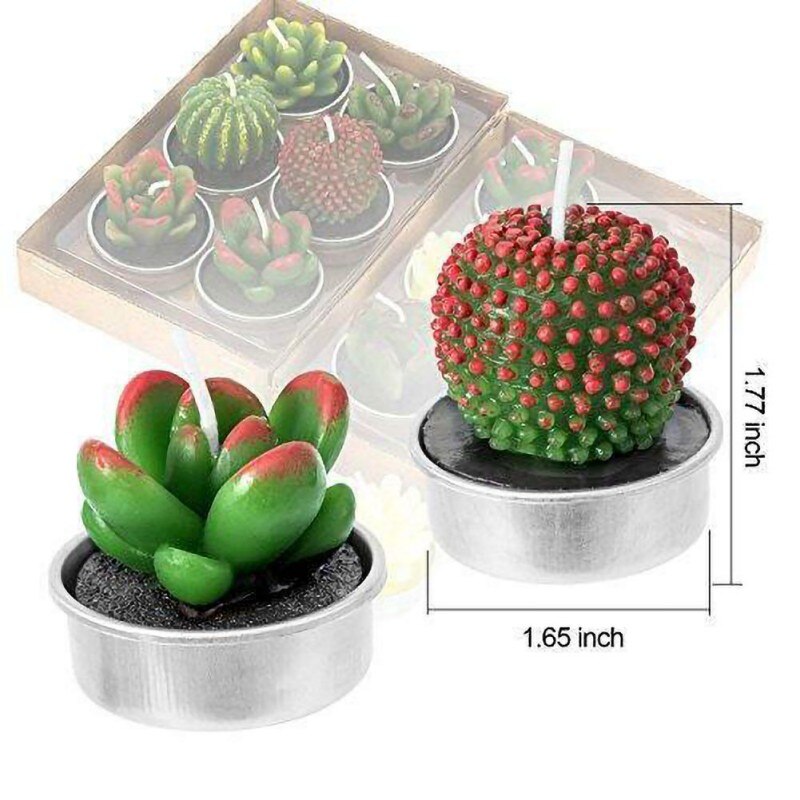 6 uds. Plantas suculentas artificiales vela de Cactus para la de cumpleaños decoración del sitio de la boda candelabro accesorios decorativos