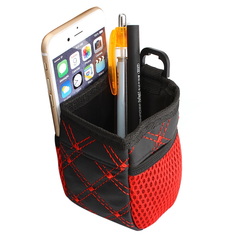 Universal Red Grid Net Car Outlet Storage Bag Phone Holder Pocket Organizer Car Styling Auto Assessories