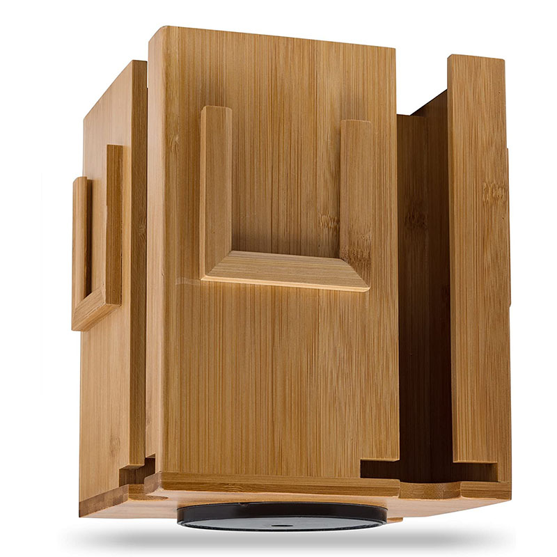 Tea Bag Caddy Organizer Smooth Finish Solid Bamboo Teabag Holder with 4 Compartments - Rotates 360 Degrees, Holds 160 Tea Bags