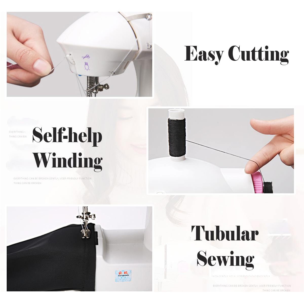 Mini Portable Sewing Machine Electric Stitch Sewing Machine Double Thread And Speed Household Knitting Machine with LED Light
