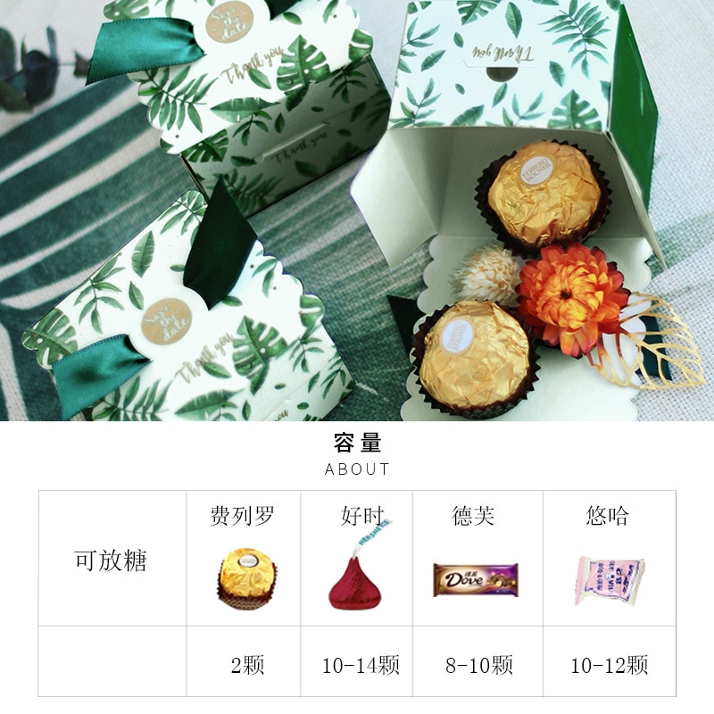 Caja de dulces con hojas verdes de Monstera, suministros creativos para fiestas, recuerdos de boda, de Chocolate, caja de , gracias