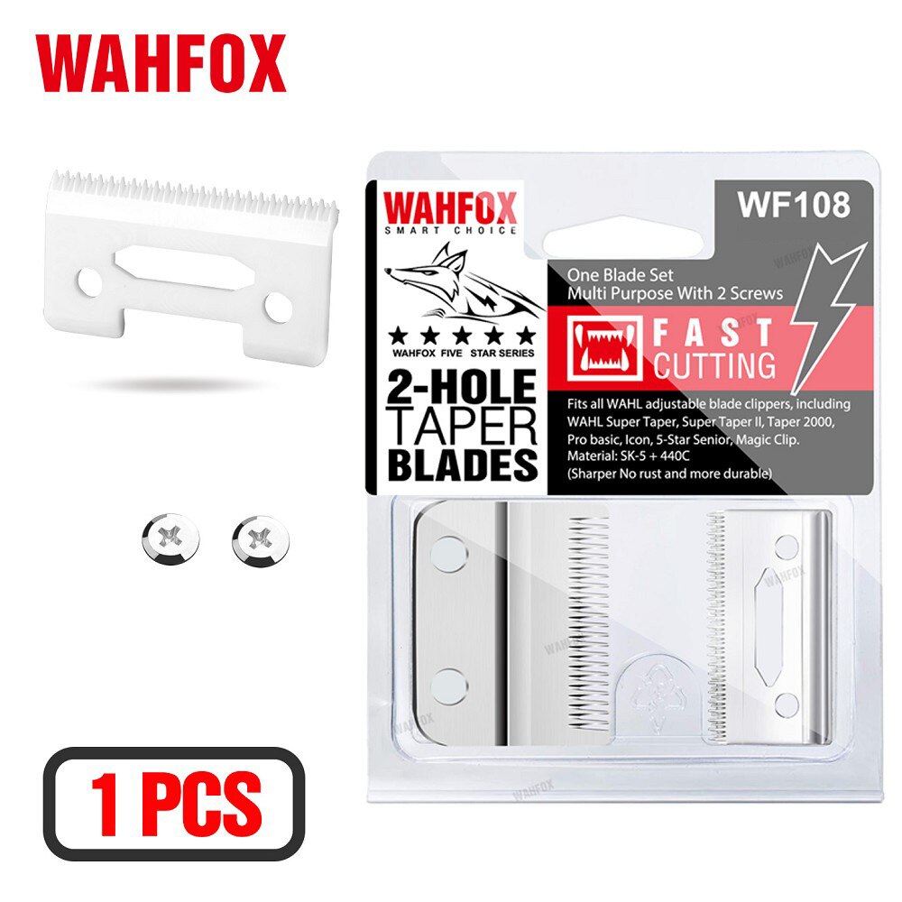WAHFOX Blade For Barber Hair Clipper For WAHL Clipper 2-Hole Replacement Blades With Ceramic Blade: WF108 S 1 PCS
