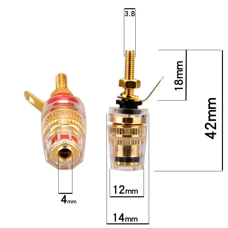 HIFIDIY LIVE 2 uds DIY altavoz terminal Conector de Enlace post HIFI amplificador puro cupper chapado en oro Banana socket tamaño pequeño: 2 sets  (4 pieces)