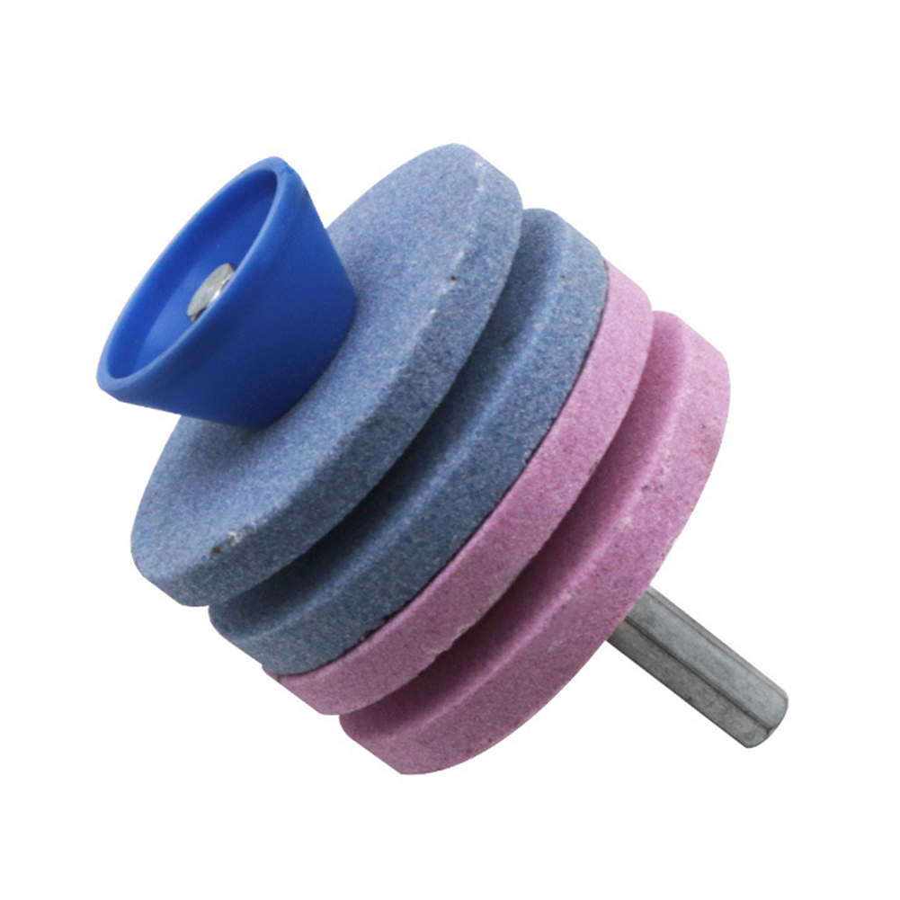 Afilador de cortacésped de 56MM, piedra de afilar de cuatro capas, afilador de cuchillas para cortacésped, taladro de doble molienda, cortes de taladro de molienda universales: Naranja