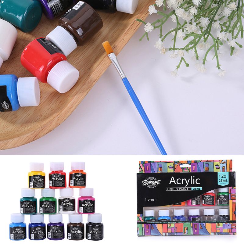 12 x 25ml Heavy Body Colors Rich Pigments Acrylic Paint Set for Painting Crafts