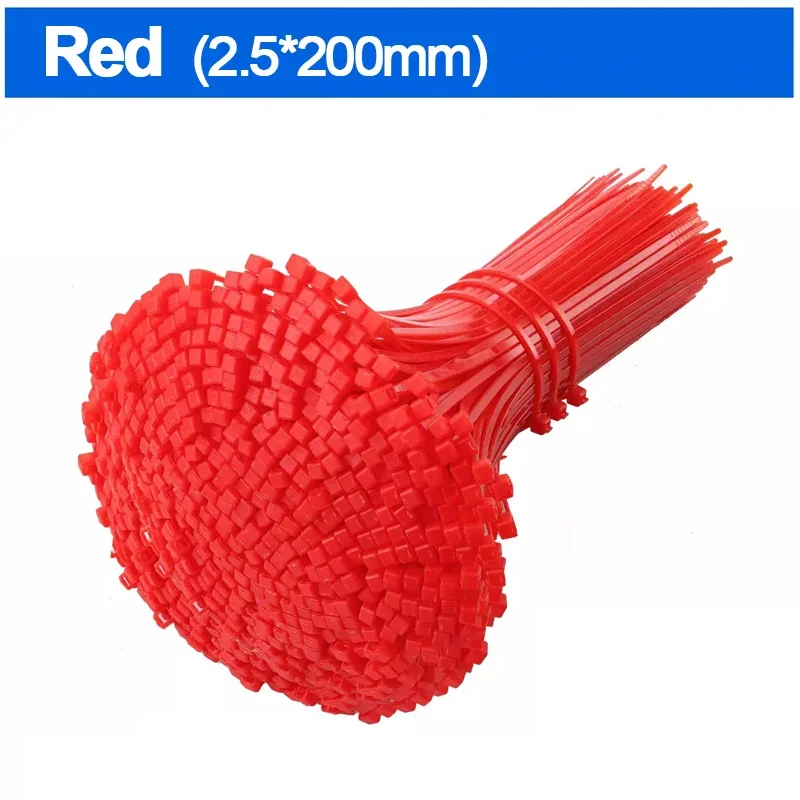 Cabos de náilon de plástico zip laços multi-purpose auto travamento cabo laços cinta fixação laço reutilizável fio envoltório para escritório em casa: 3x100mm / Vermelho