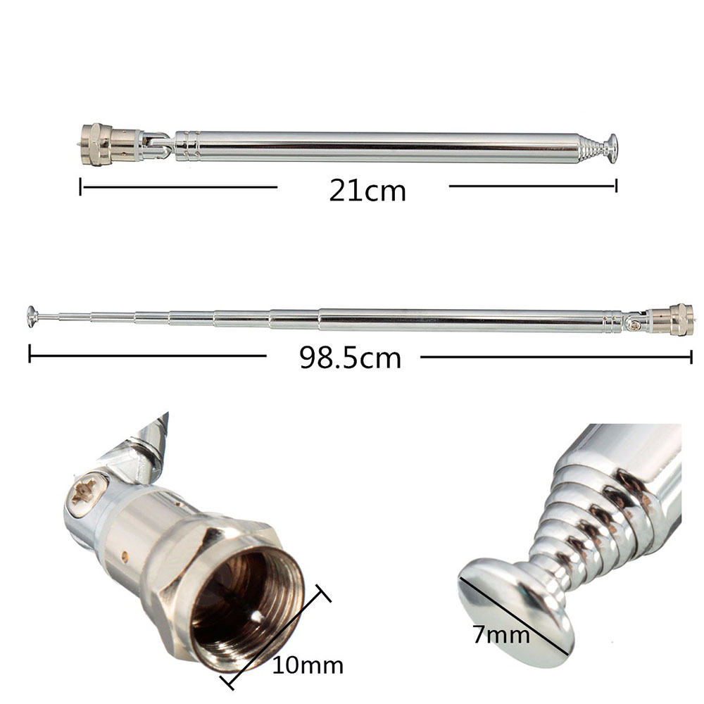 7 Sections Radio Antenna 210-985mm Telescopic Antenna For DAB TV FM High Durability Indoor Radio TV Antenna